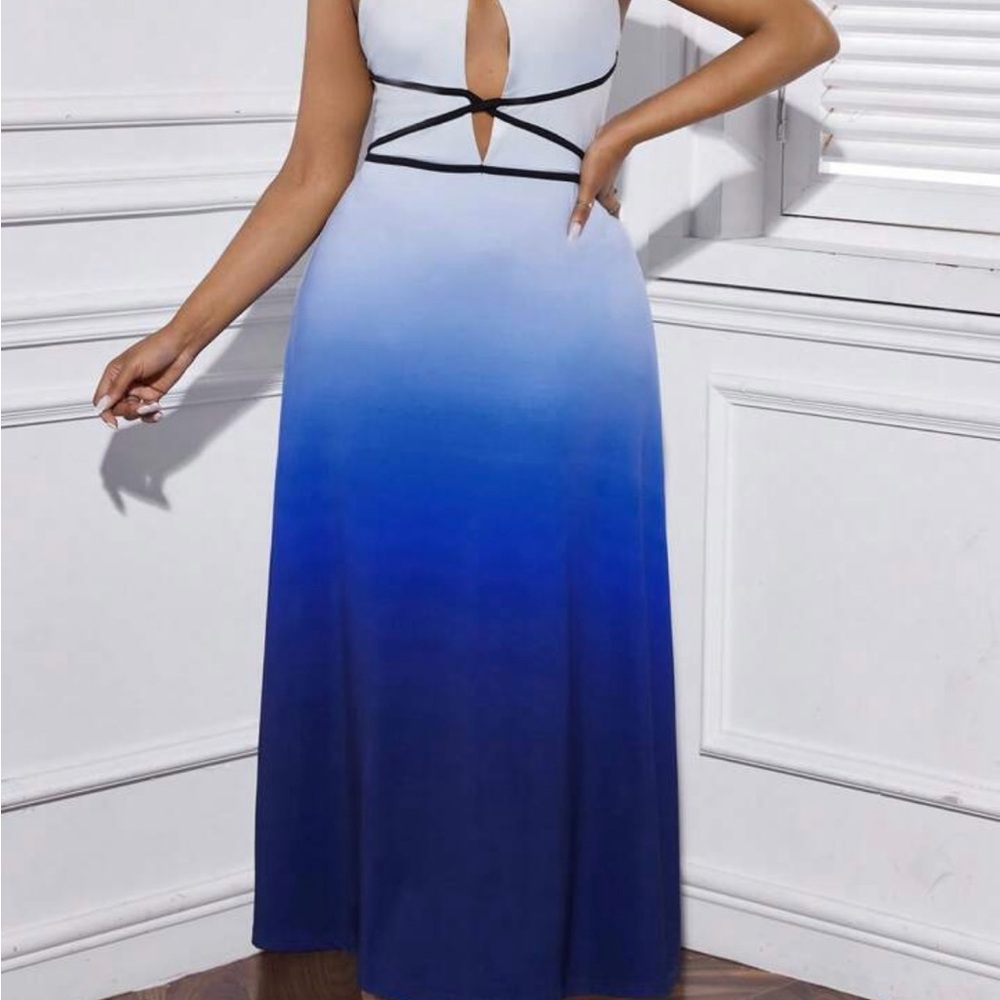 Elegant Blue Ombre Maxi Dress